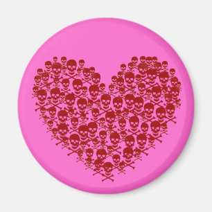 Íman Coração Crânio Vermelho