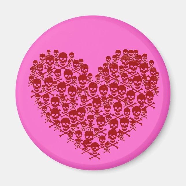 Íman Coração Crânio Vermelho (Frente)