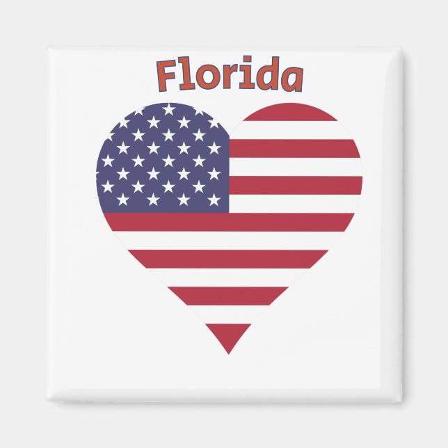 Íman Coração da Bandeira Americana da Flórida (Frente)