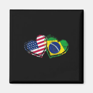 Íman Coração da Bandeira Americana do Brasil Amor Ameri