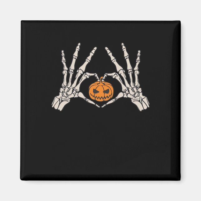 Íman Coração Da Mão E Pumpkin Engraçado Hallow (Frente)