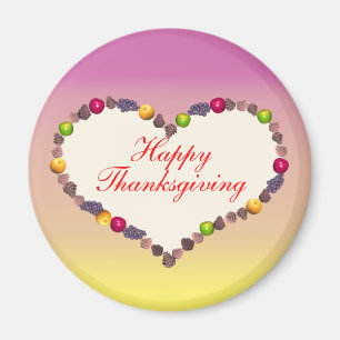 Íman Coração de Ação de Graças - Rosa e Amarelo