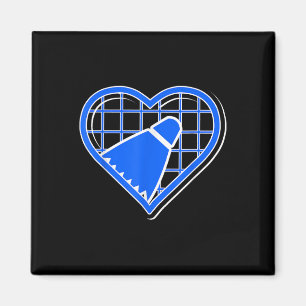 Íman Coração De Badminton Azul Para Amantes De Badminto