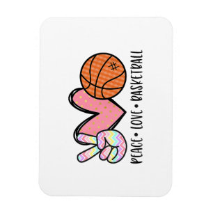 Íman Coração de Basquete Peace Love para Mulheres Adole