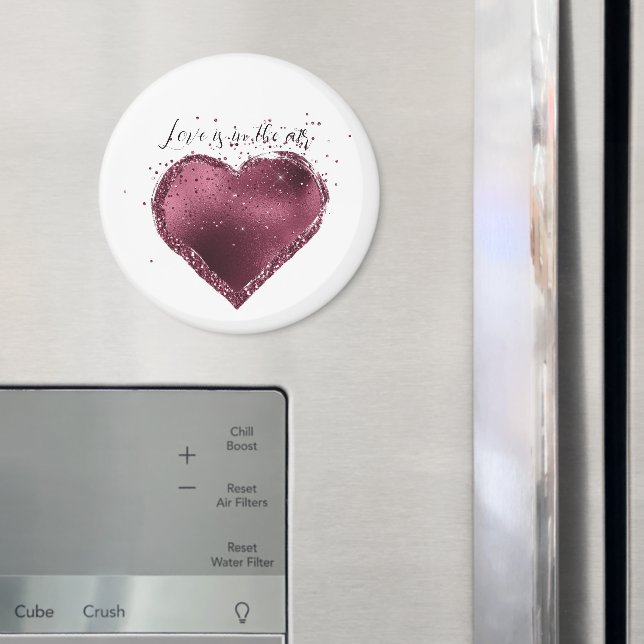 Íman Coração de Brilho Glitter Cereja Borgonha Amor  (In Situ (Fridge))