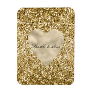 Íman Coração de Dourado brilho personalizado