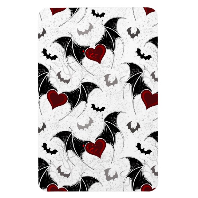 Íman Coração de Halloween com asas de morcego pretas (Vertical)