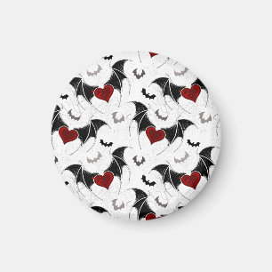 Íman Coração de Halloween com asas de morcegos pretos