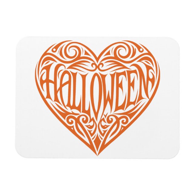 Íman Coração de Halloween, Coração Laranja, Feriado (Horizontal)