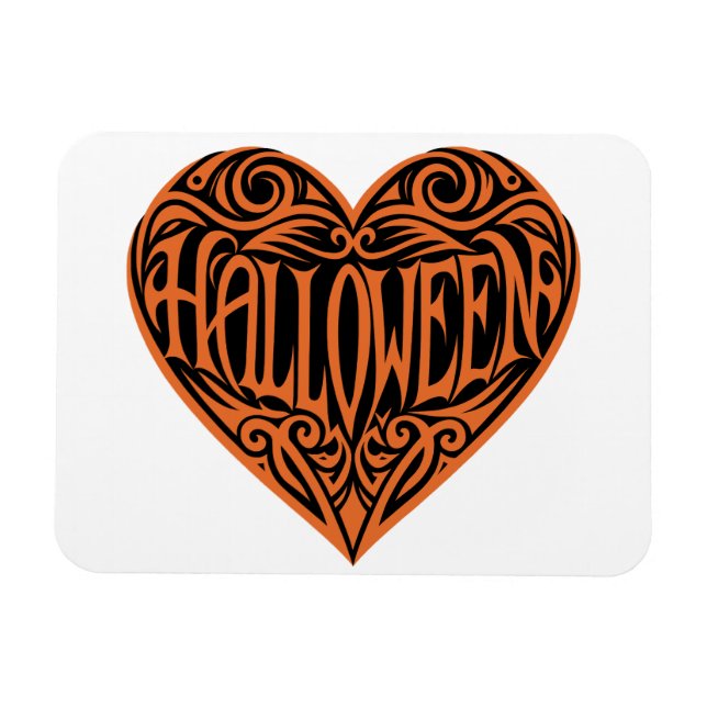 Íman Coração de Halloween, Coração Laranja, Feriado (Horizontal)