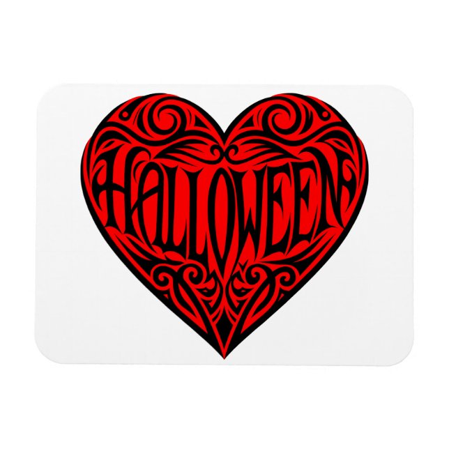 Íman Coração de Halloween, Coração Preto, Feriado (Horizontal)