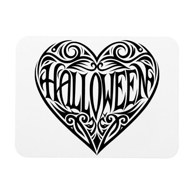 Íman Coração de Halloween, Coração Preto, Feriado (Horizontal)