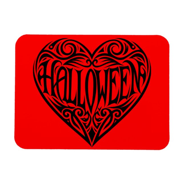 Íman Coração de Halloween, Coração Preto, Feriado (Horizontal)