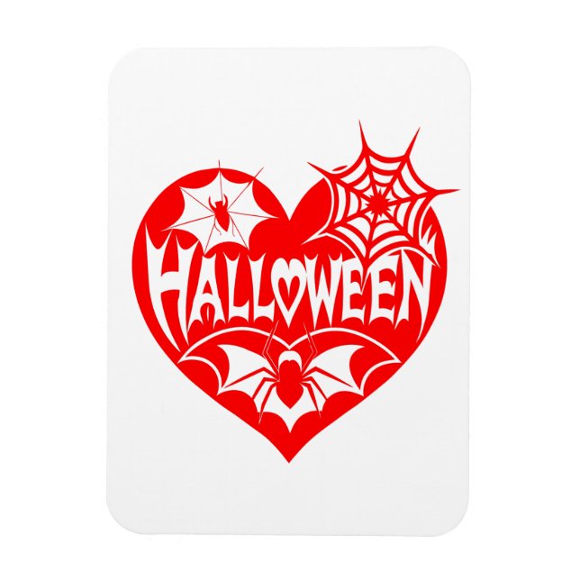 Íman Coração de Halloween, Coração Vermelho, Teia de Ar (Vertical)