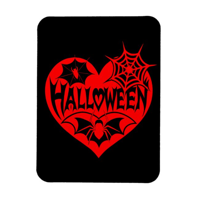 Íman Coração de Halloween, Coração Vermelho, Teia de Ar (Vertical)