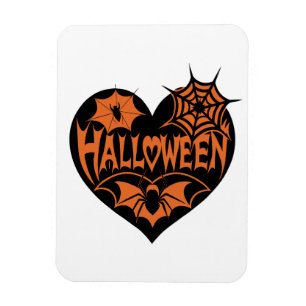 Íman Coração de Halloween, Forma de Coração Preto, Teia
