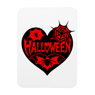 Íman Coração de Halloween, Forma de Coração Preto, Teia