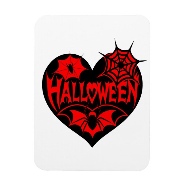 Íman Coração de Halloween, Forma de Coração Preto, Teia (Vertical)