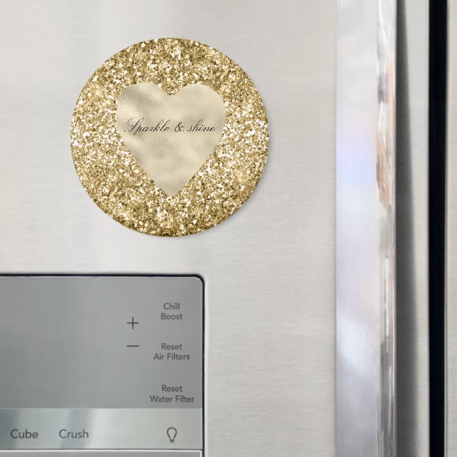 Íman Coração de Ouro Brilho Personalizado (In Situ (Fridge))