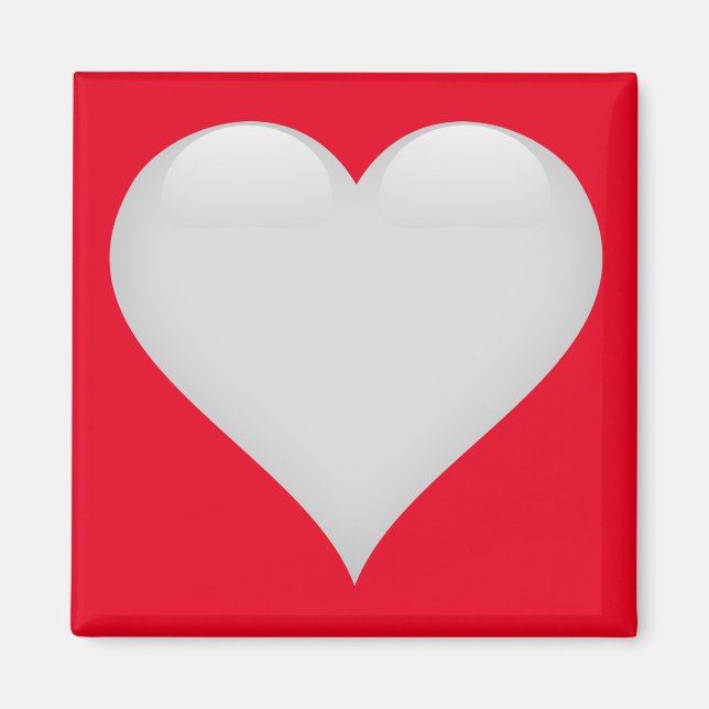 Íman Coração de Vidro Branco Personalizado (Frente)