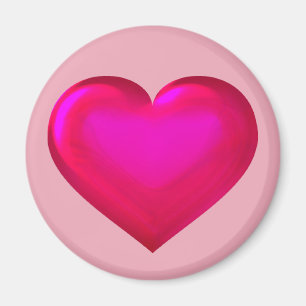 Íman Coração de vidro cor-de-rosa