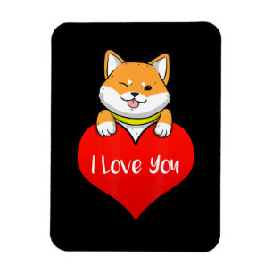 Íman Coração do cão Shiba Eu Te Amo Decor