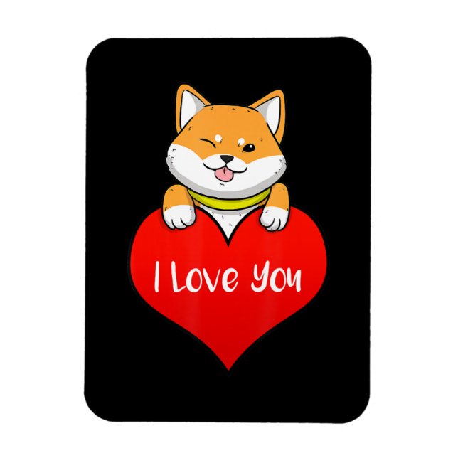 Íman Coração do cão Shiba | Eu Te Amo Decor (Vertical)