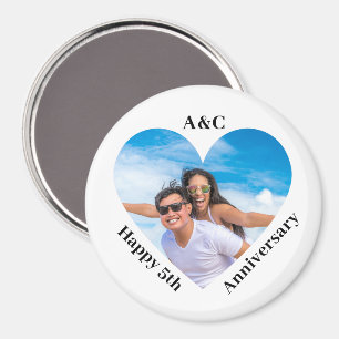 Íman Coração do Casal do Aniversário de 5 Moderno