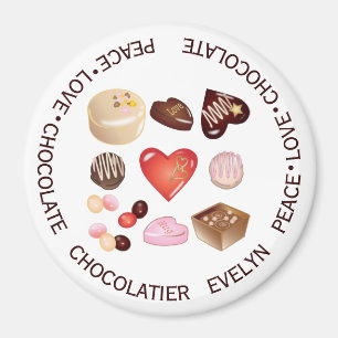 Íman Coração Docente de Chocolate de Paz Personalizado