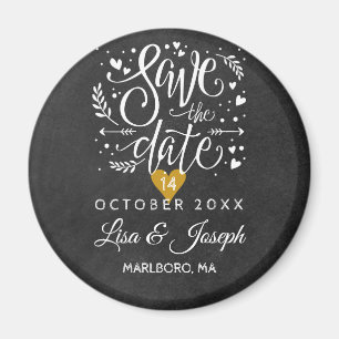 Íman Coração Dourada do Quadro de Script Simples Salve 