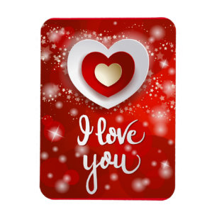 Íman Coração e estrelas em vermelho