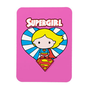 Íman Coração e Logotipo da Supergirl Chibi Starburst