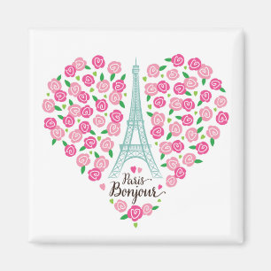 Íman Coração floral de Paris Bonjour  