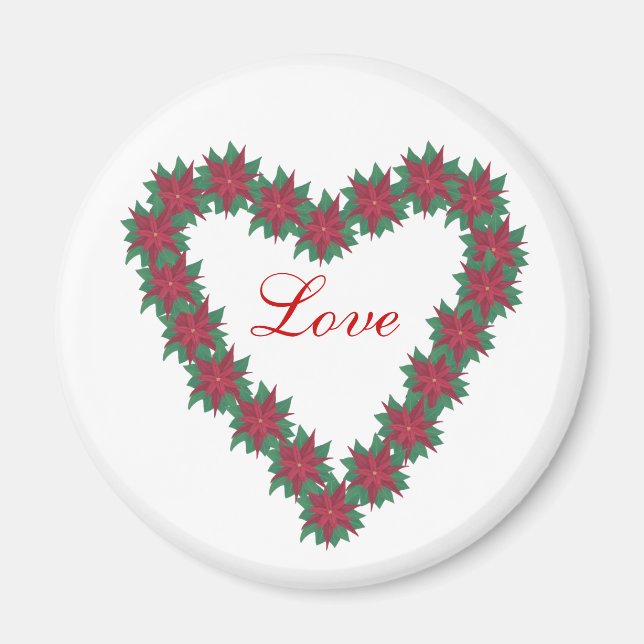 Íman Coração Formatada Poinsettia Flor Magnets (Frente)