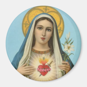 Íman Coração imaculado de Mary - rosas, lírio, espad