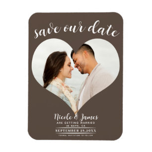 Íman Coração Marrom Médio Foto Casamento Salve a Data