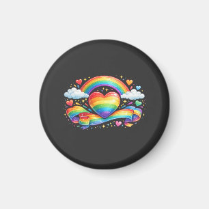 Íman Coração Orgulho Arco-íris – Design Colorido de Amo