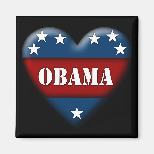 Íman coração patriótico de obama (Frente)