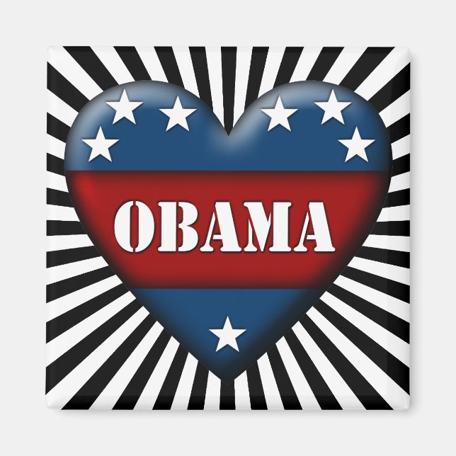 Íman coração patriótico de obama (Frente)