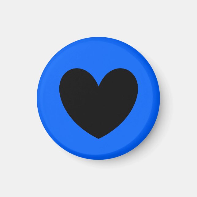 Íman Coração preto no azul (Frente)