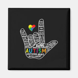 Íman Coração Puzzle Asl Amor Língua de Sinais Mão Autis