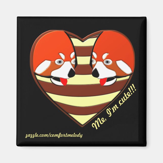 Íman Coração Red Panda Love (Frente)