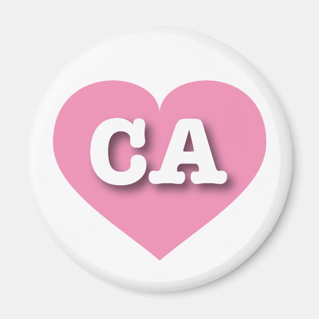 Íman Coração Rosa da Califórnia - Eu adoro CA (Frente)