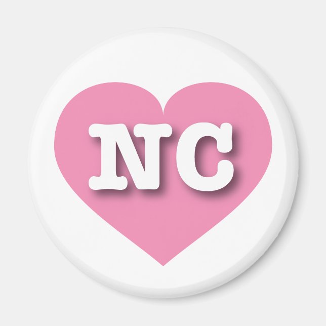 Íman Coração Rosa da Carolina do Norte - Adoro NC (Frente)