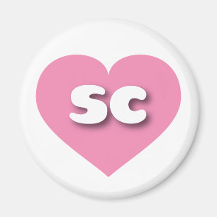 Íman Coração rosa da Carolina do Sul - Eu adoro sc