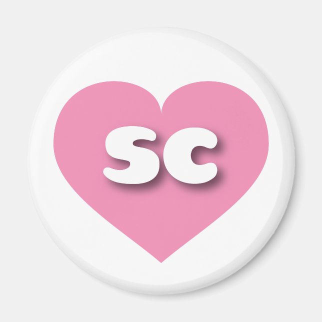 Íman Coração rosa da Carolina do Sul - Eu adoro sc (Frente)