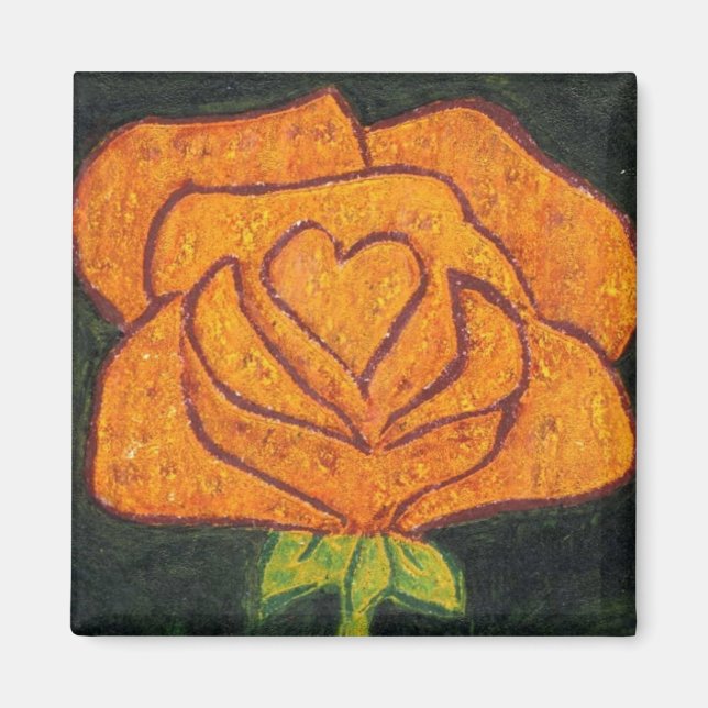 Íman "Coração Rosa nº 2" Magneta Floral (Frente)