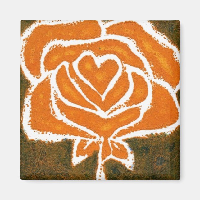Íman "Coração Rosa nº 8" Magneta Floral (Frente)
