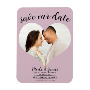 Íman Coração Rosa Poeira Foto Casamento Salve a Data