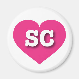 Íman Coração Rosa Quente da Carolina do Sul - Grande
